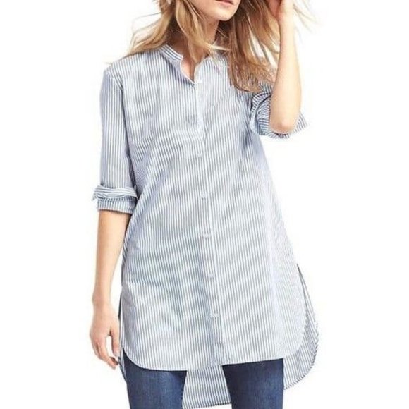 NEW! GAP Blue White Striped Tunic Top - XS - Picture 1 of 6